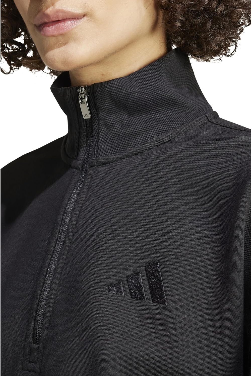 Женская худи Adidas флисовая свободного кроя, черный — фото 4