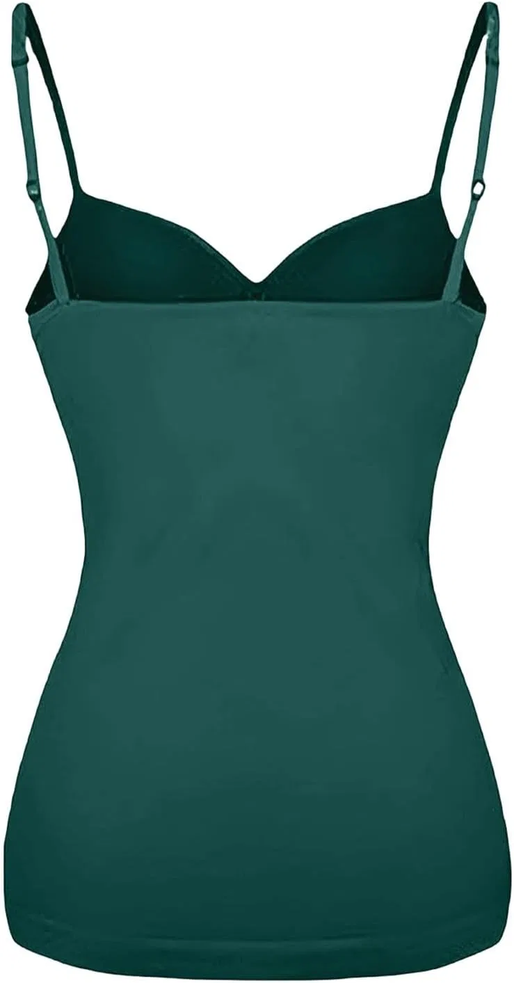 Топ-майка с встроенным бюстгальтером для женщин, Dark Green — фото 4