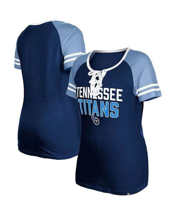 

Женская темно-синяя футболка со шнуровкой Tennessee Titans реглан New Era