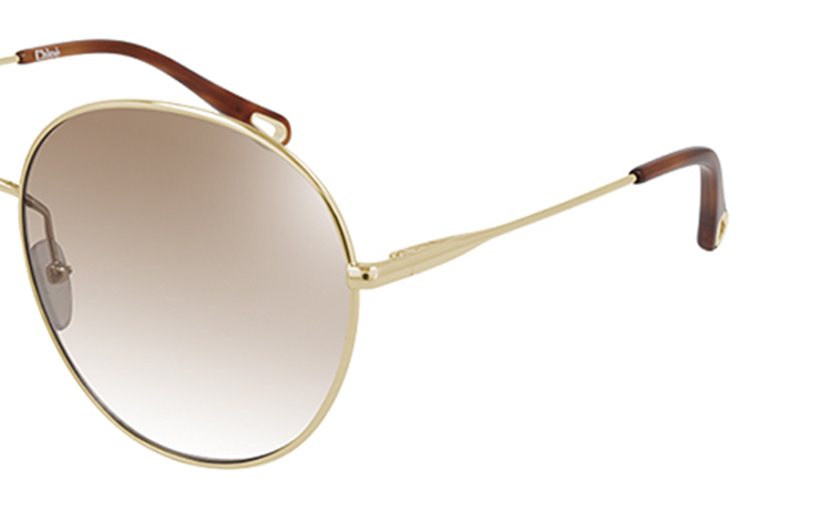 Chloe круглые металлические солнцезащитные очки Chloé, 006 light pink lens gold frame — фото 3