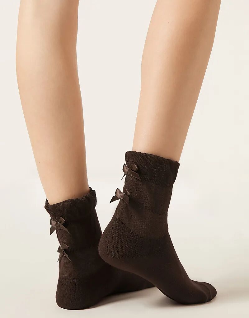 

Коричневые носки Calzedonia Gathered Bow