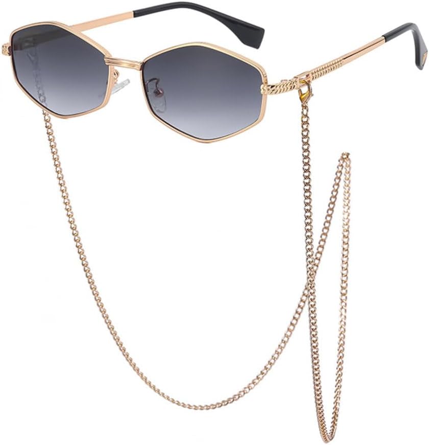 

Необычные металлические солнцезащитные очки в маленькой оправе с цепочкой, женские, роскошные модные солнцезащитные очки в ромбовидной форме для женщин в стиле панк TYUVIVO, C6
