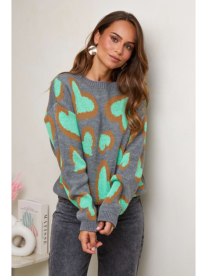 

Пуловер L'armoire de Suzette Pullover, цвет Grau/Türkis