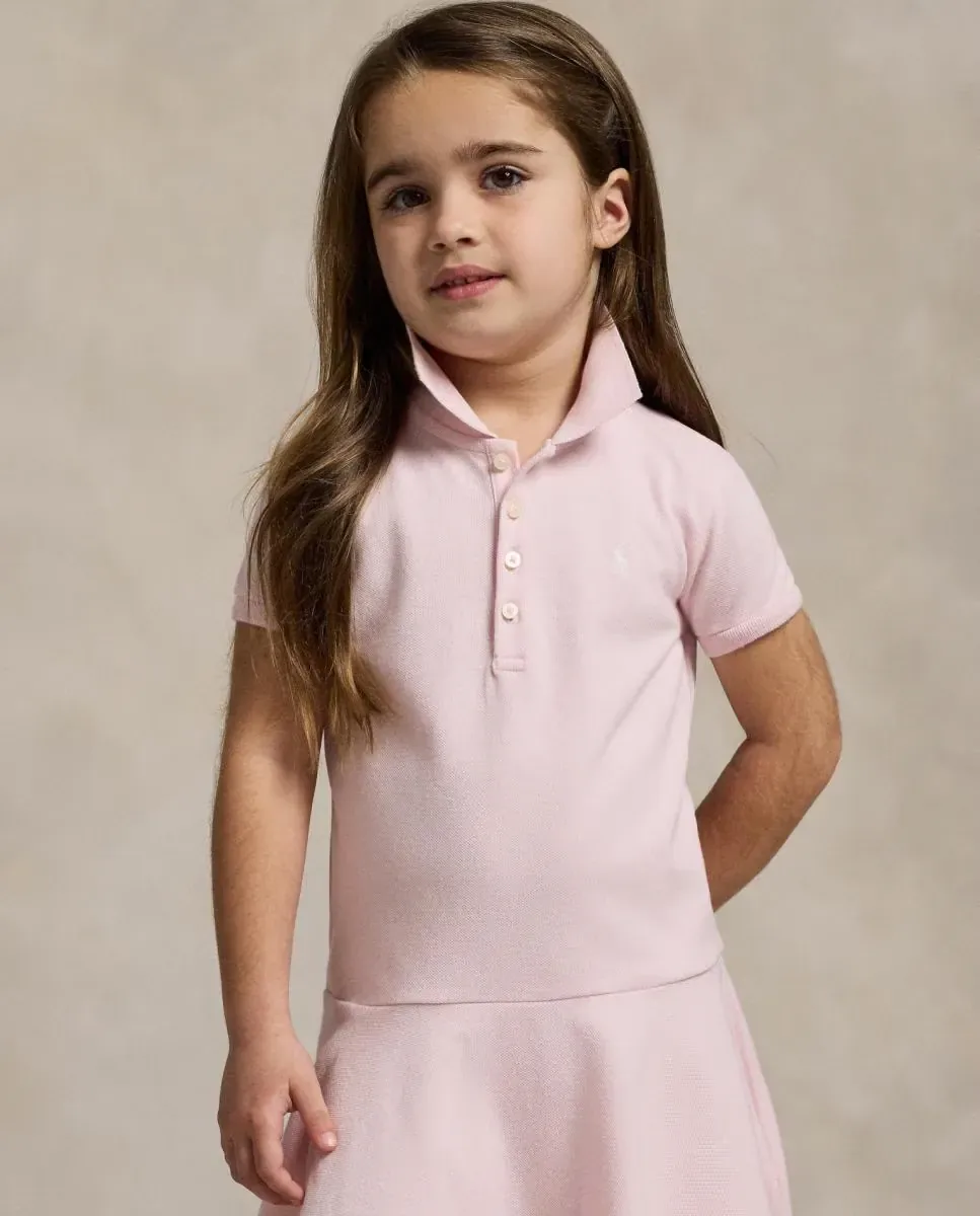 Детское платье поло из эластичного пике Polo Ralph Lauren, светло-розовый — фото 2