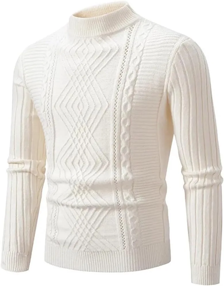 Мужской свитер с высоким воротником, длинный рукав, Slim Fit — фото 2