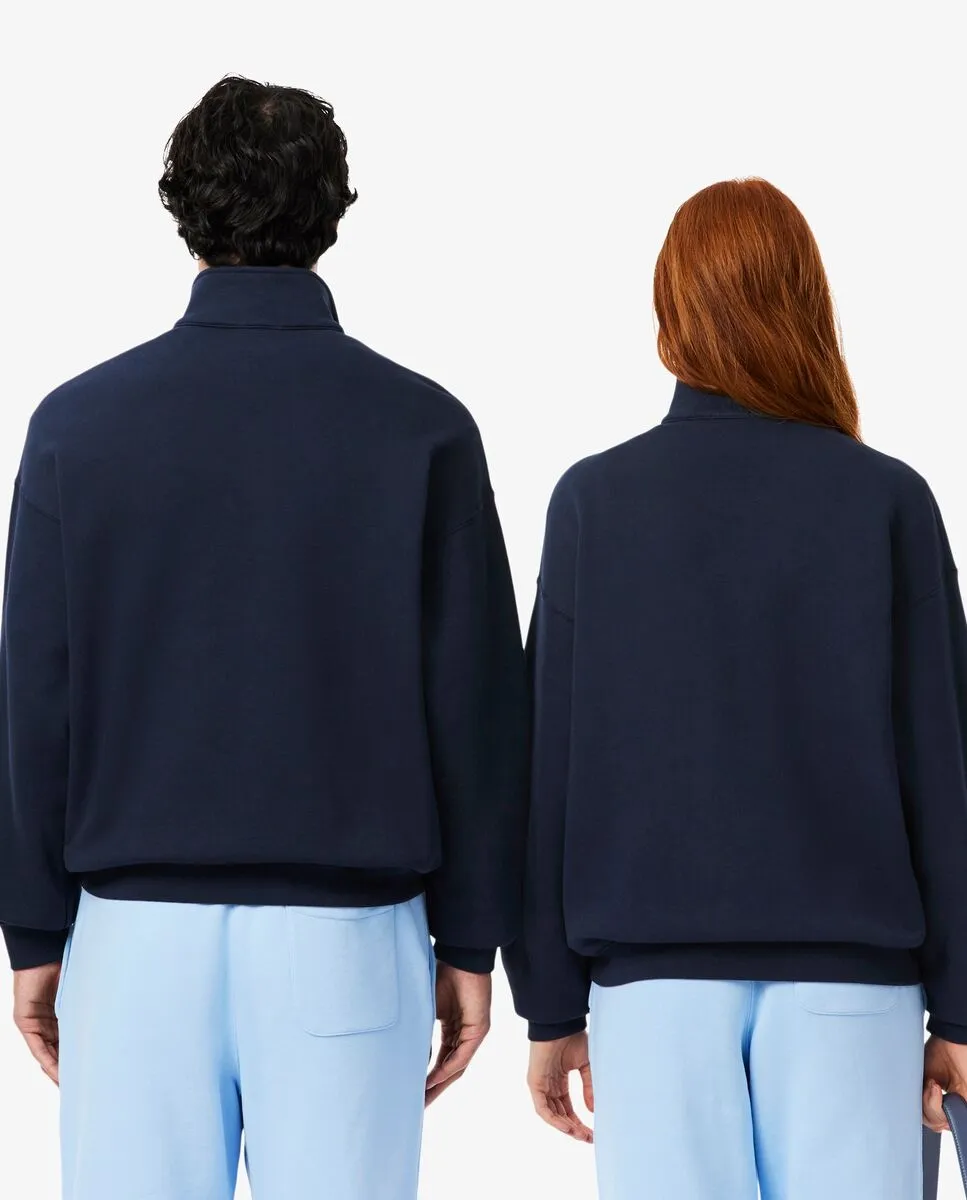 Унисекс толстовка из плотного флиса с молнией на воротнике, зеленого цвета Lacoste — фото 2