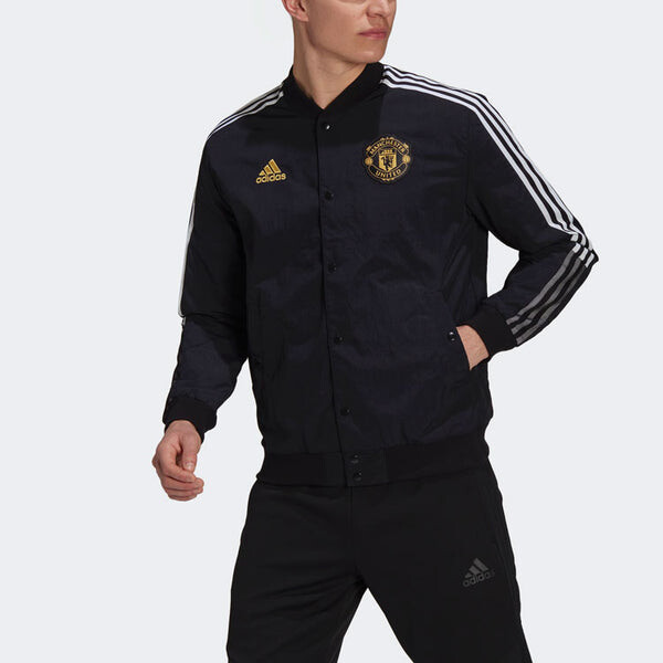 Куртка adidas Mufc Cny Bomber Series Soccer/Football Sports Printing aviator Jacket Black, черный — фото 3