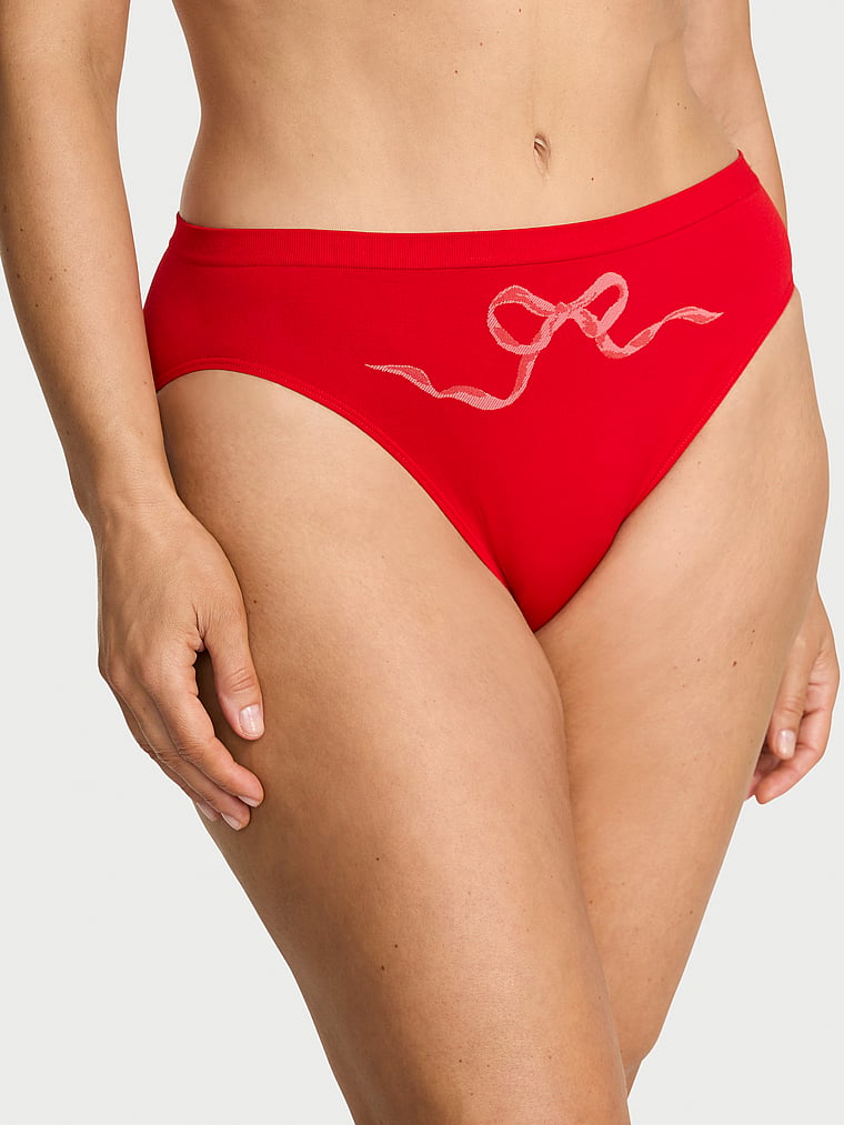 

Бесшовные трусики-слипы с бантом и высоким вырезом Seamless, bow bright vermillion