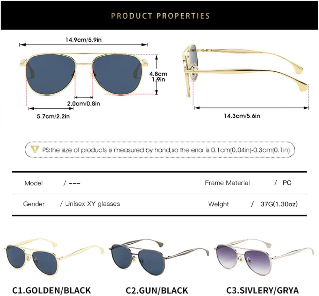 

Модные классические солнцезащитные очки для мужчин и женщин, металлические, с защитой от УФ-излучения UV400. Отлично подходят для путешествий TVTBBVV, Gold Gray