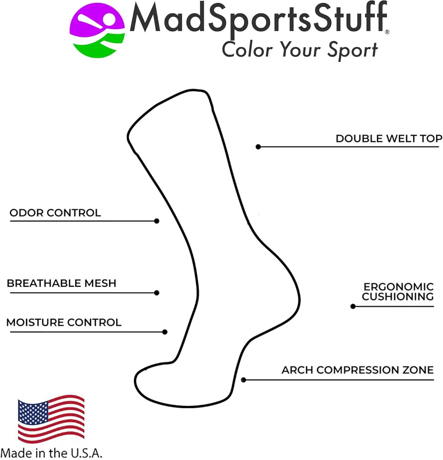 Носки MadSportsStuff Digital Camo Shark Socks Crew, Black/Blue/White — фото 2