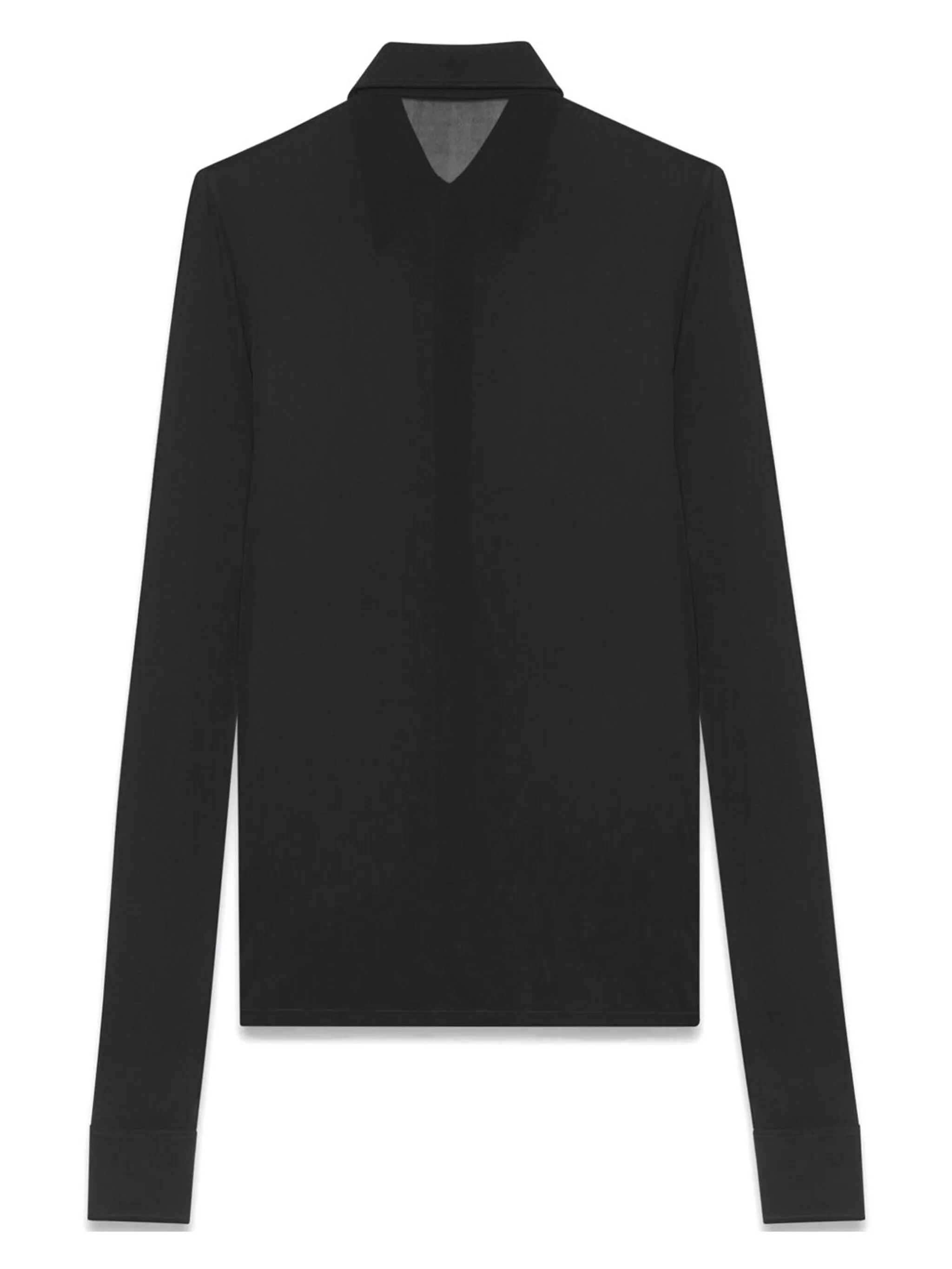 Рубашка с косым воротником и длинными рукавами Saint Laurent, черный — фото 2
