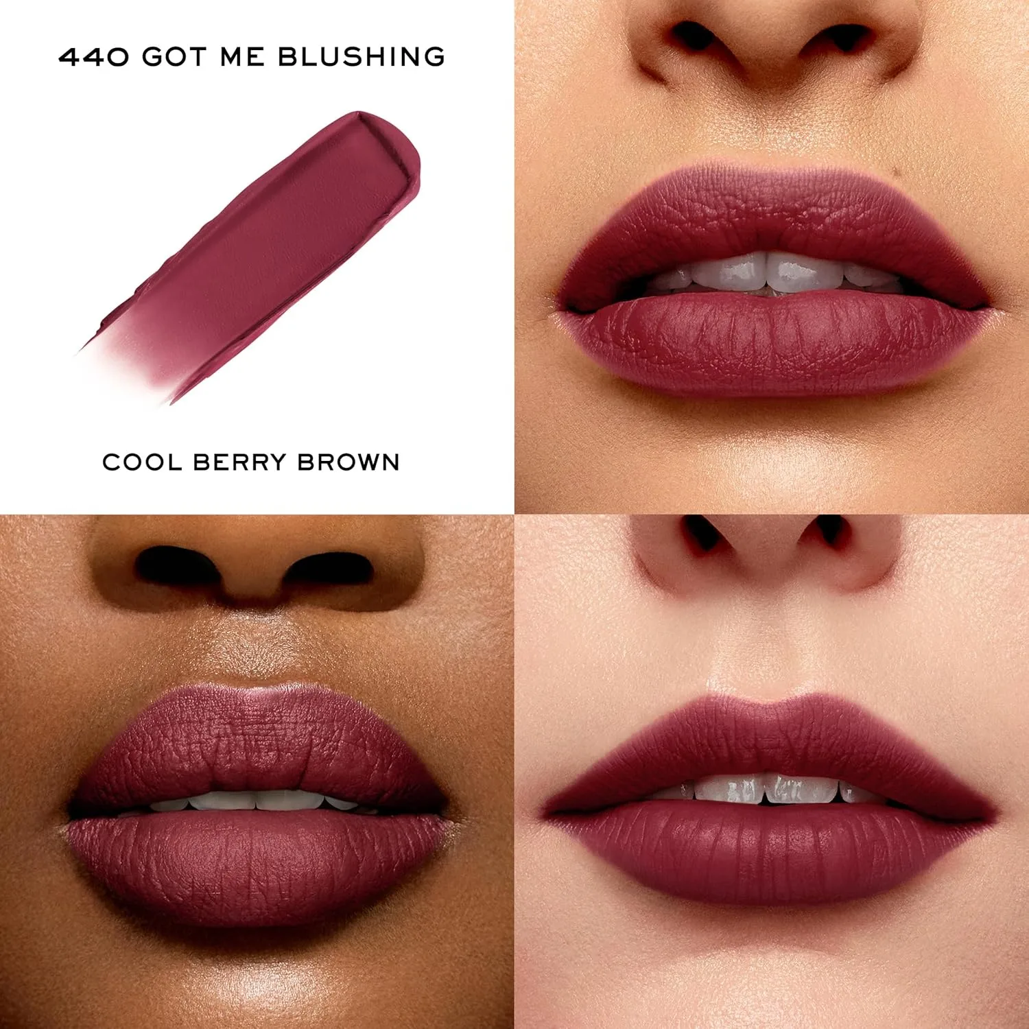 Увлажняющая матовая помада Lancôme L'Absolu Rouge Intimatte - легкая, легко наслаиваемая формула с мягким матовым финишем - комфорт до 24 часов., 440 Got Me Blushing: Cool berry brown — фото 2
