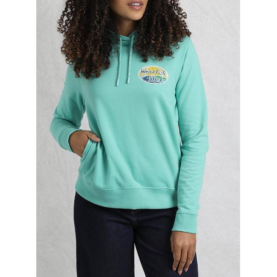 

Женская толстовка с капюшоном и принтом на спине Weird Fish, Aqua marine