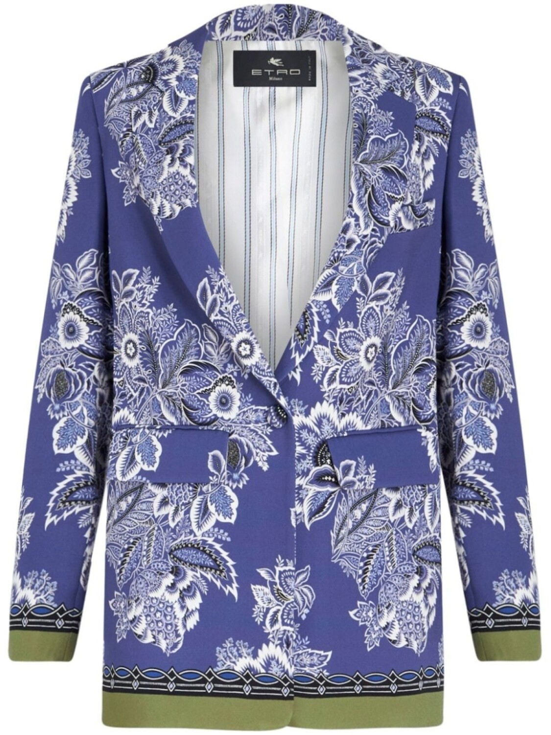 

ETRO однобортный блейзер с цветочным принтом, фиолетовый