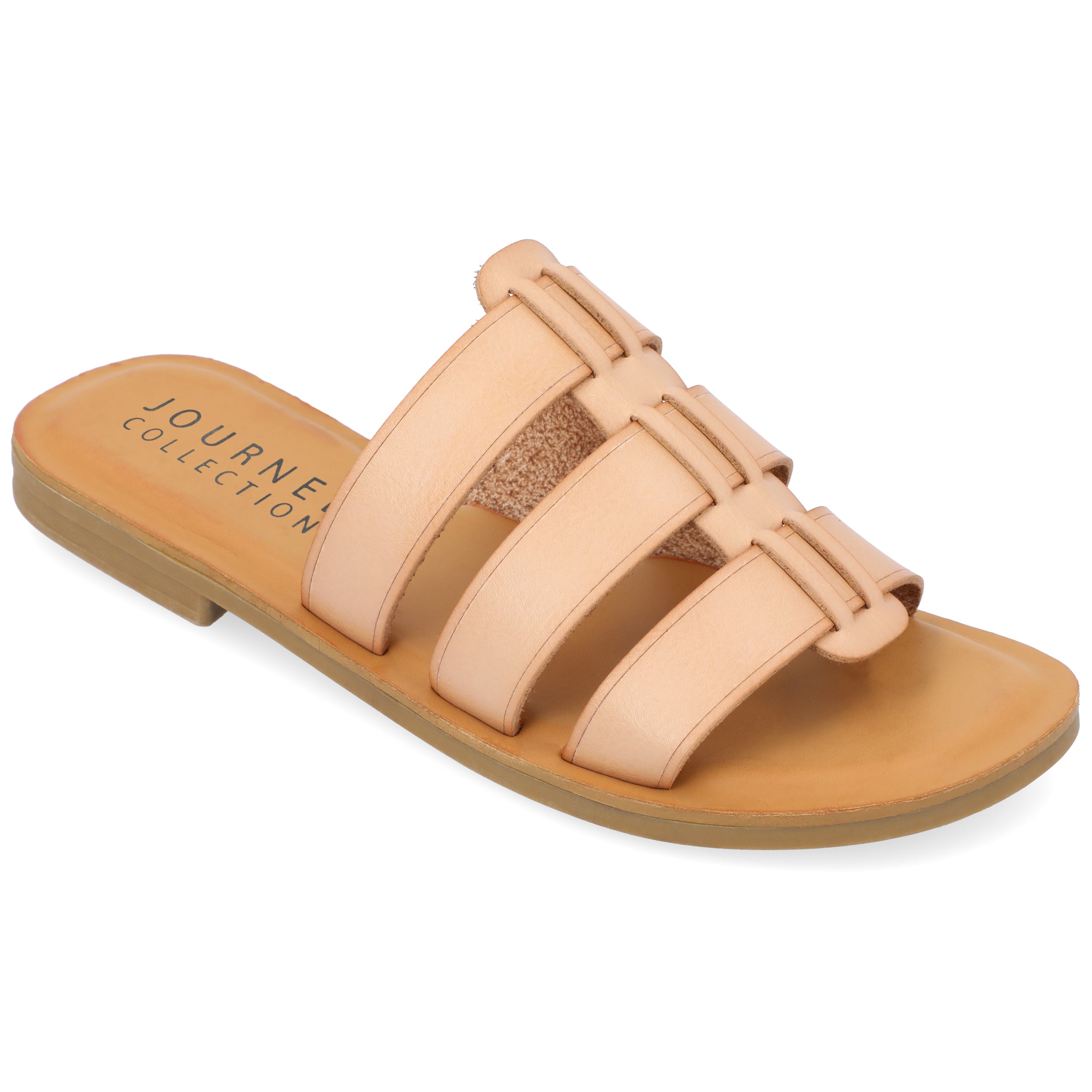 Journee Collection Женские Serrie Скользящие сандалии на плоской подошве с комфортной пеной, Tan