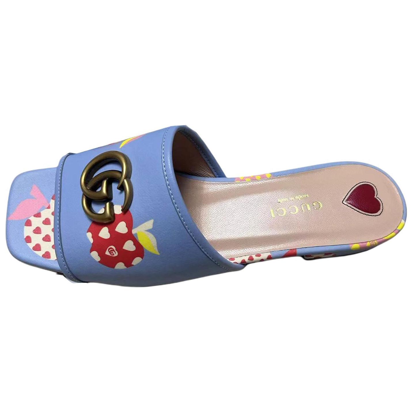 Женские синие слайдеры GUCCI