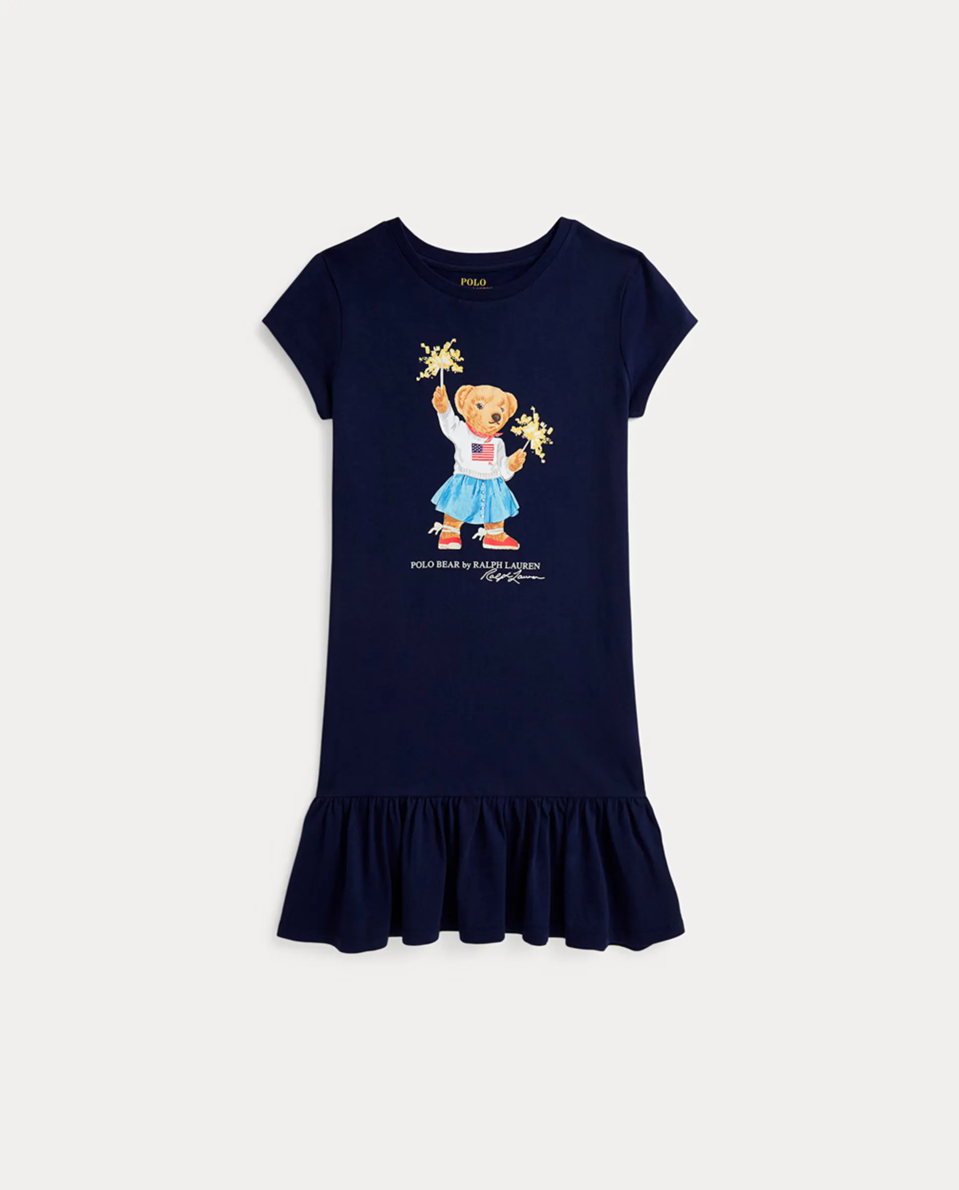 

Детское хлопковое платье с Polo Bear Polo Ralph Lauren, темно-синий