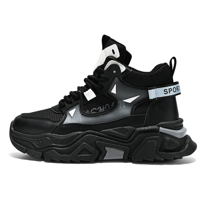 

YIVELOVE Антискользящие и износостойкие массивные кроссовки на платформе с высоким верхом мужские черные, цвет Black