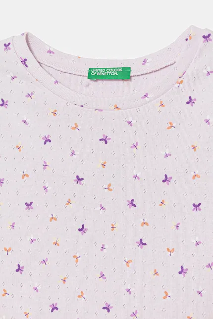 Пижама двучастная растительный узор United Colors of Benetton, фиолетовый — фото 3