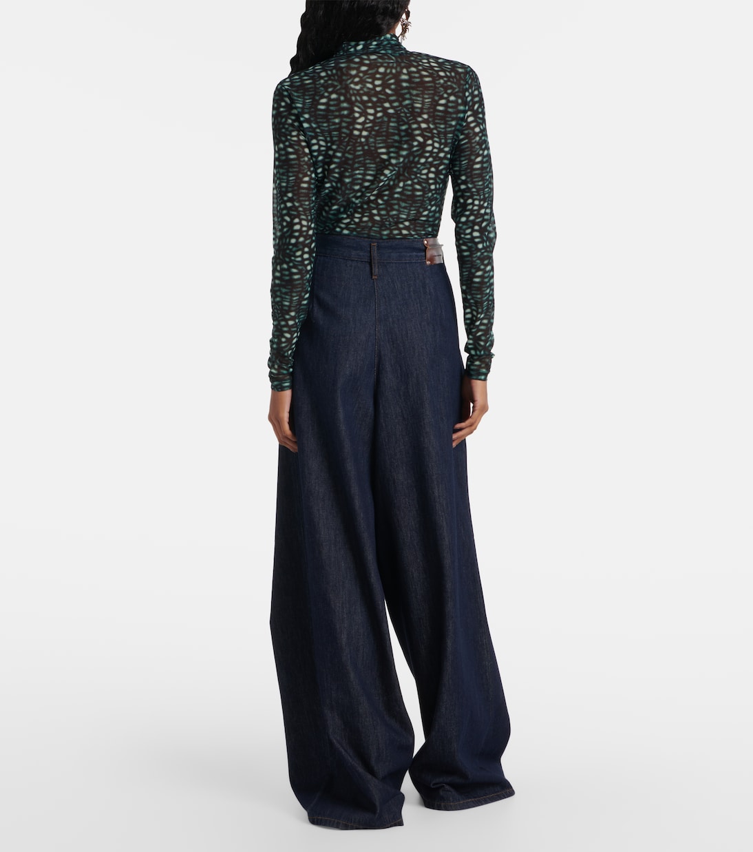 Джинсы с высокой посадкой и складками, широкие Dries Van Noten, индиго — фото 3