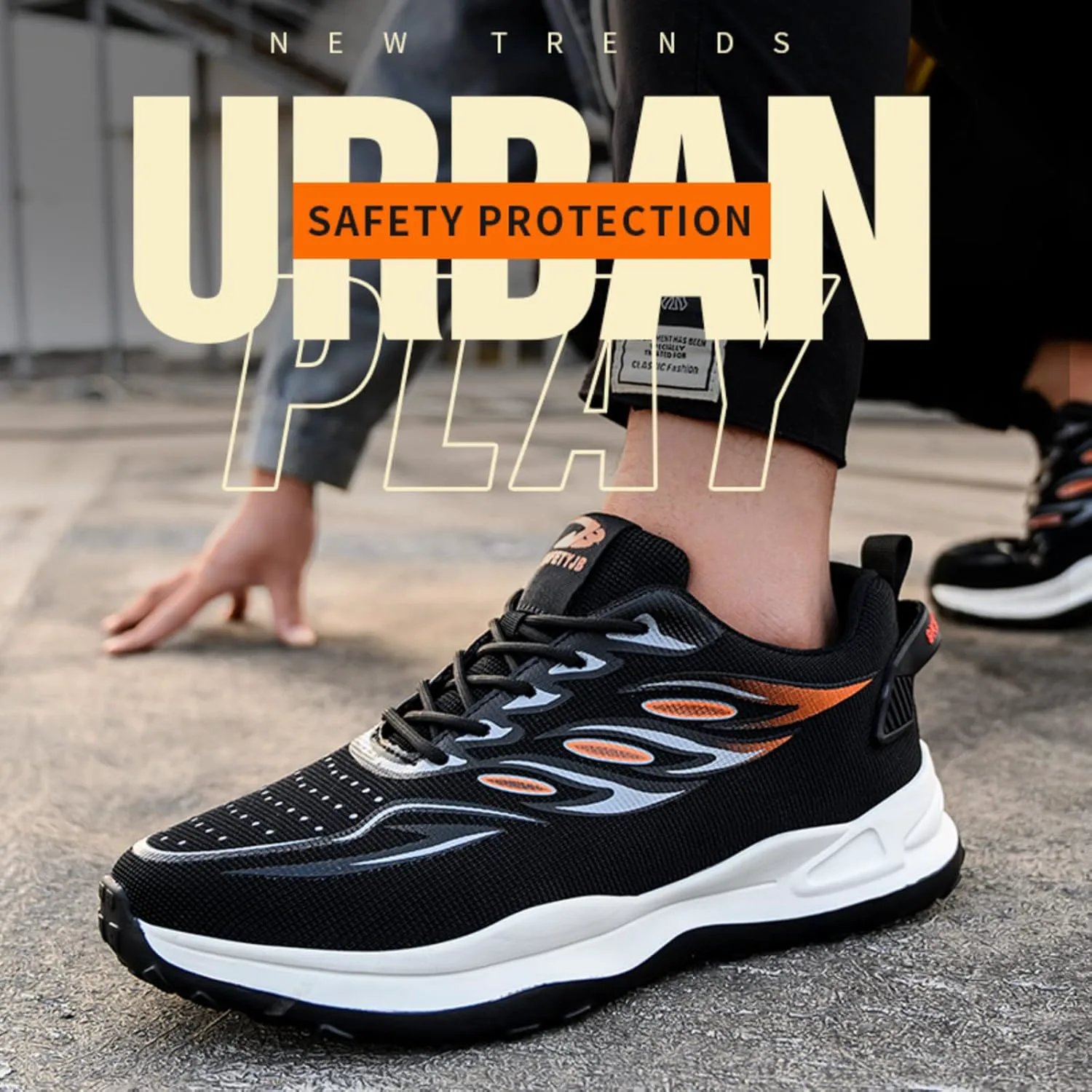 

Мужские кроссовки Micoklinlin с металлическим носком, легкие, дышащие, рабочая обувь с защитой от раздавливания и проколов, походные ботинки, оранжевый