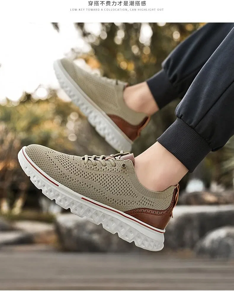 Мужские повседневные туфли из дышащей сетки Loafers, хаки Clolinde — фото 2