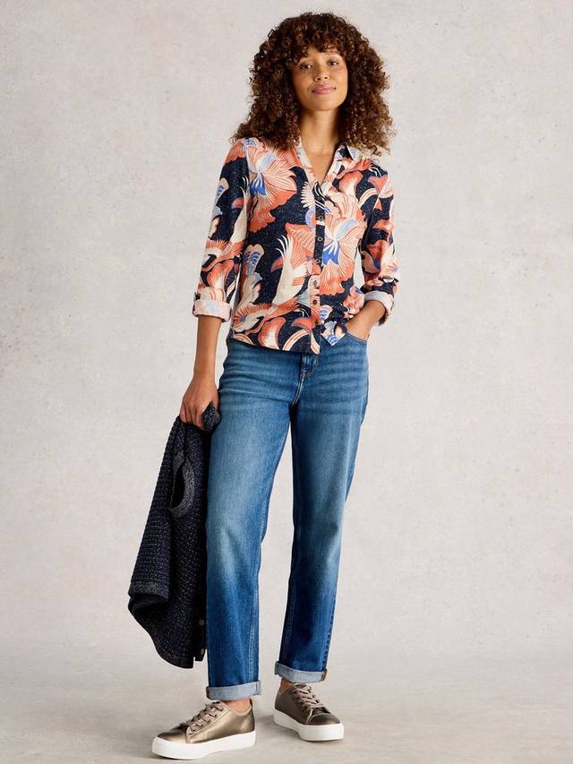 

Футболка Annie с абстрактным цветочным принтом и блестками White Stuff, Navy/Multi