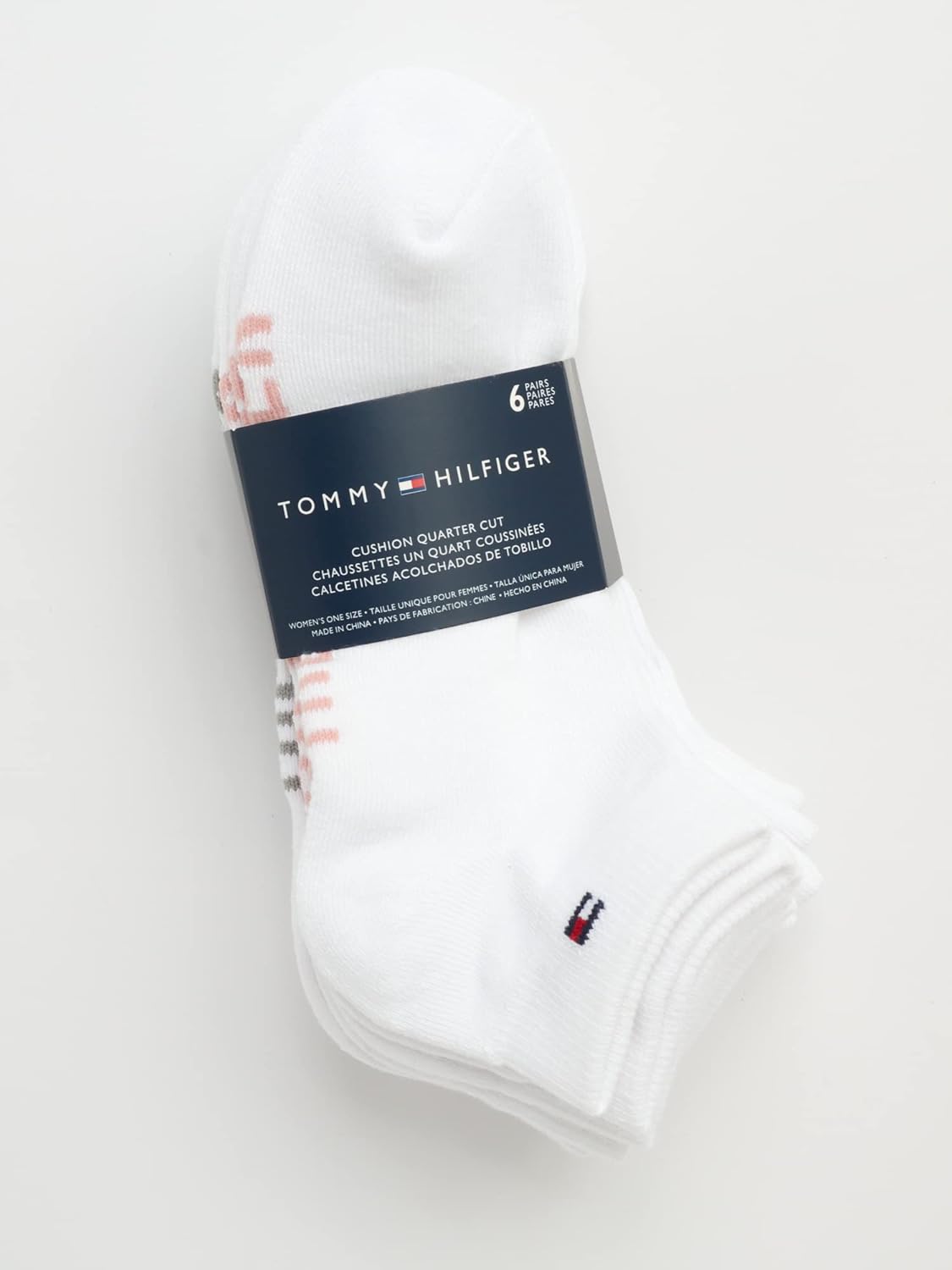Женские носки Tommy Hilfiger Flag Sport Cushion Short Crew Socks, 6 пар, White Logo — фото 3