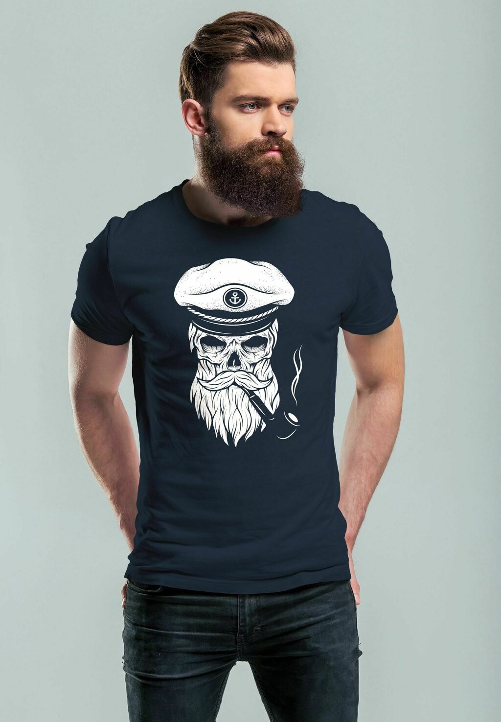 

Футболка с принтом TOTENKOPF KAPITÄN HIPSTER Neverless, цвет navy