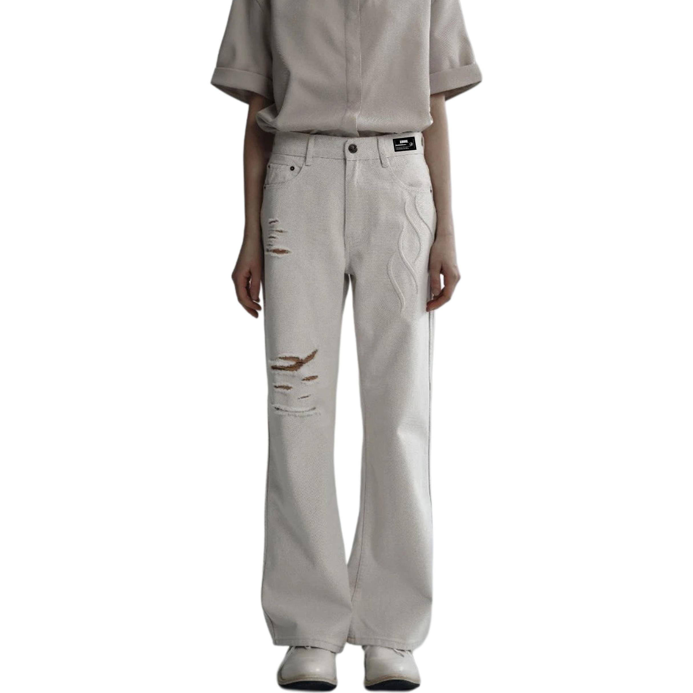 

ZIAREL Джинсы Unisex White Apricot [Removable Logo] Moderate Straight Fit