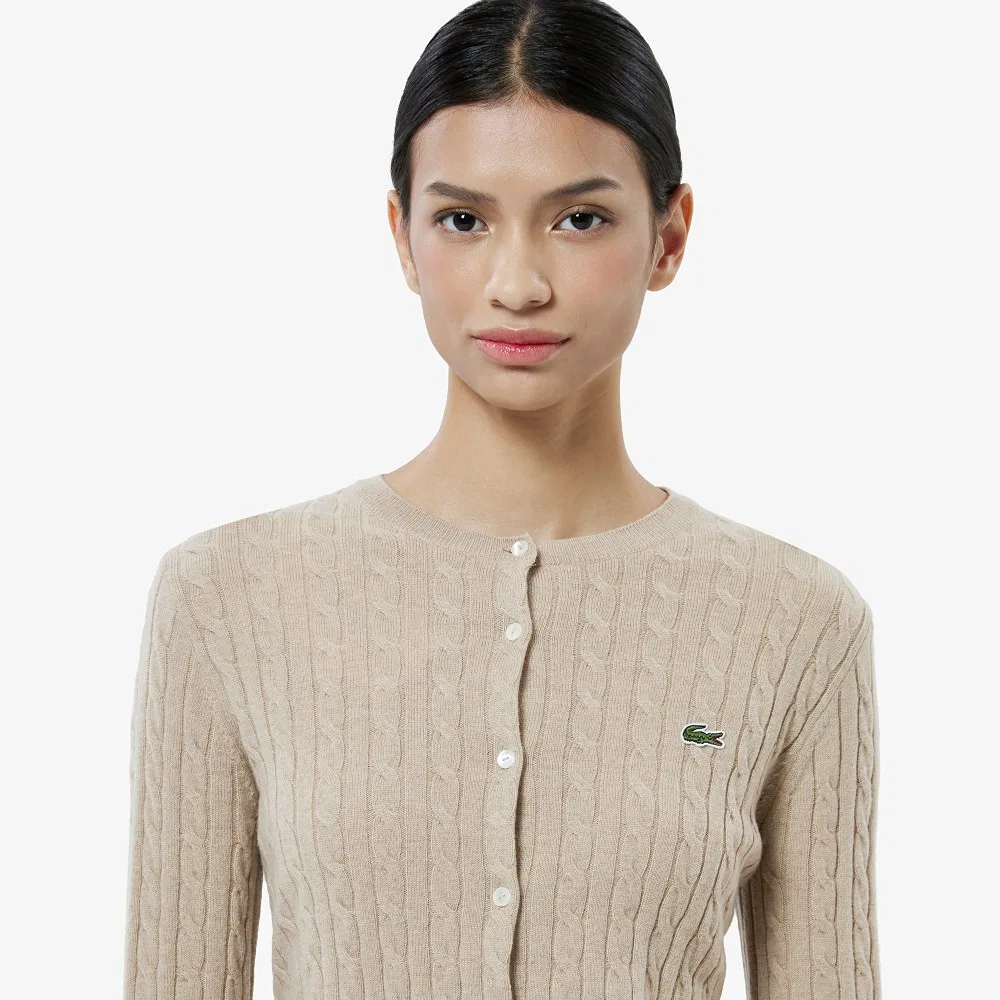 Кардиган Lacoste Бежевый с кабельным узором — фото 2