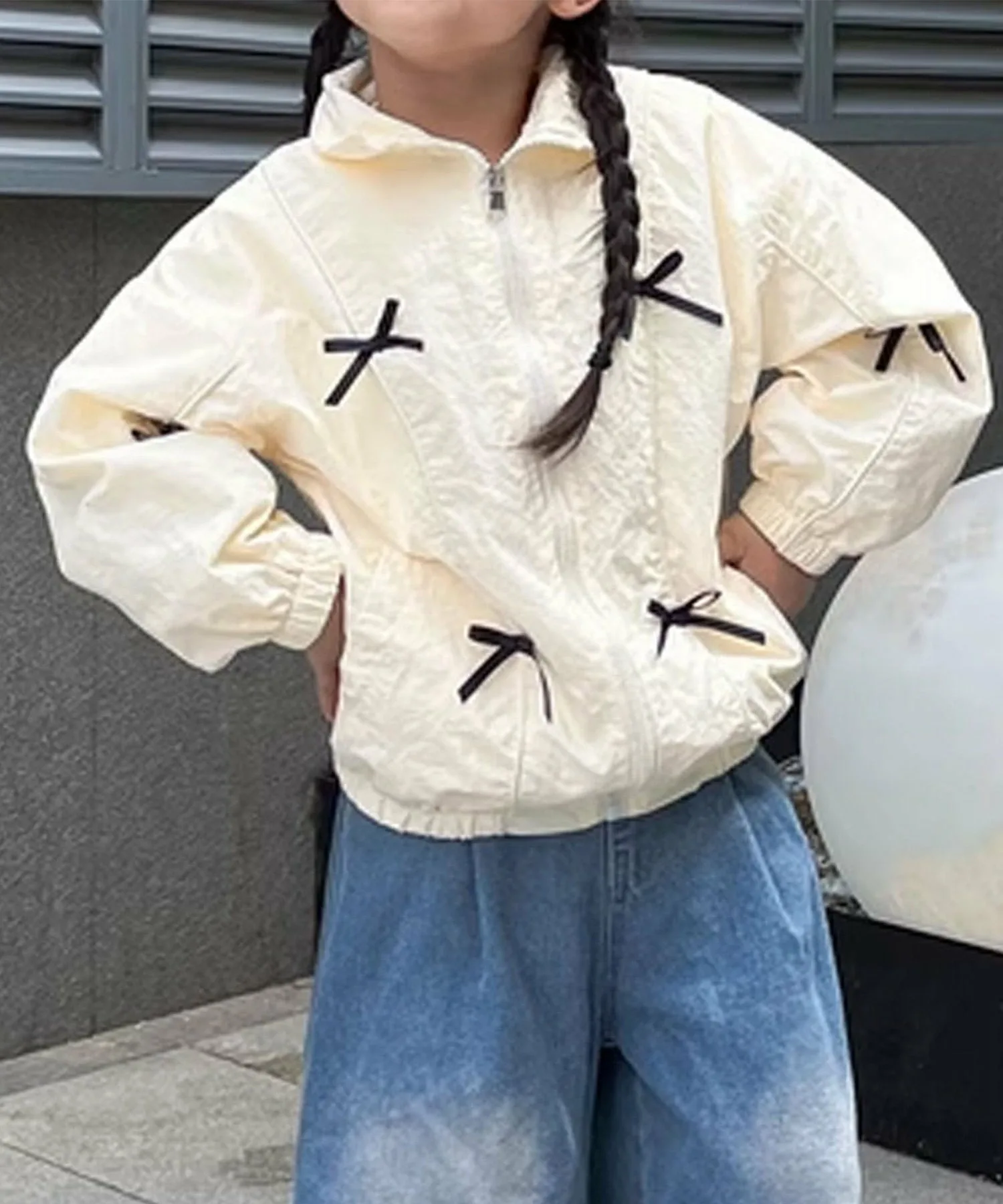 Детский блузон с лентой Aimoha Kids, Light beige