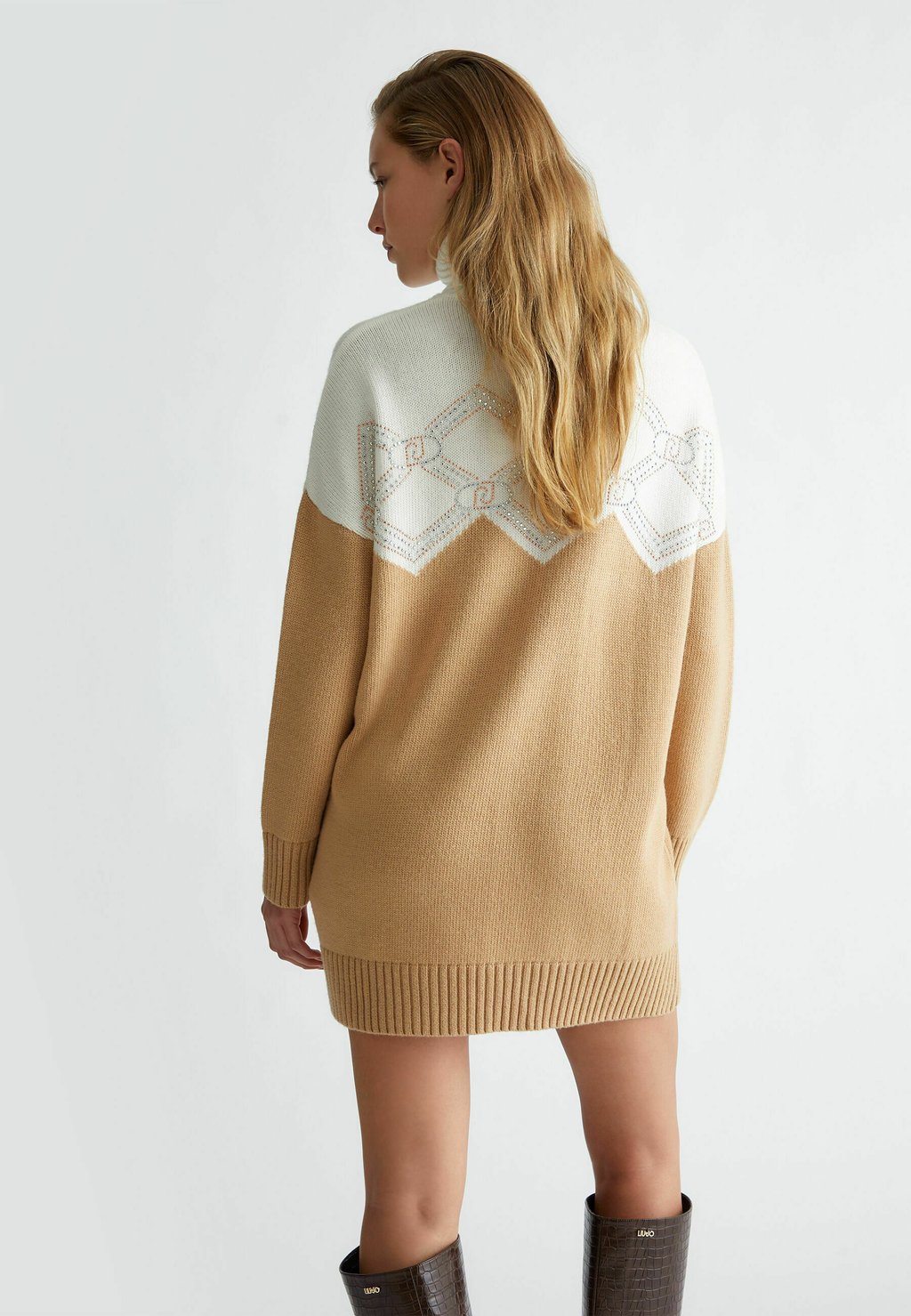 

Платье-джемпер POLO-NECK WITH RHINESTONES LIU JO, бежевый