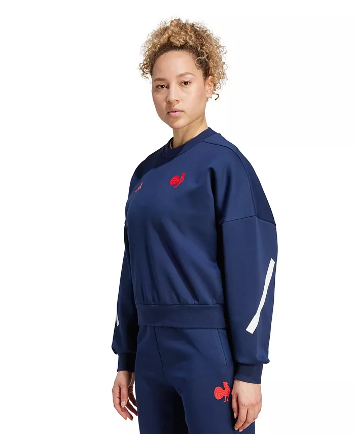 

Женская толстовка France Travel с круглым вырезом adidas, синий