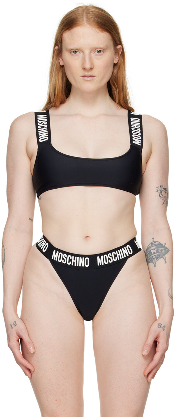 

Черный бикини-топ с овальным вырезом Moschino