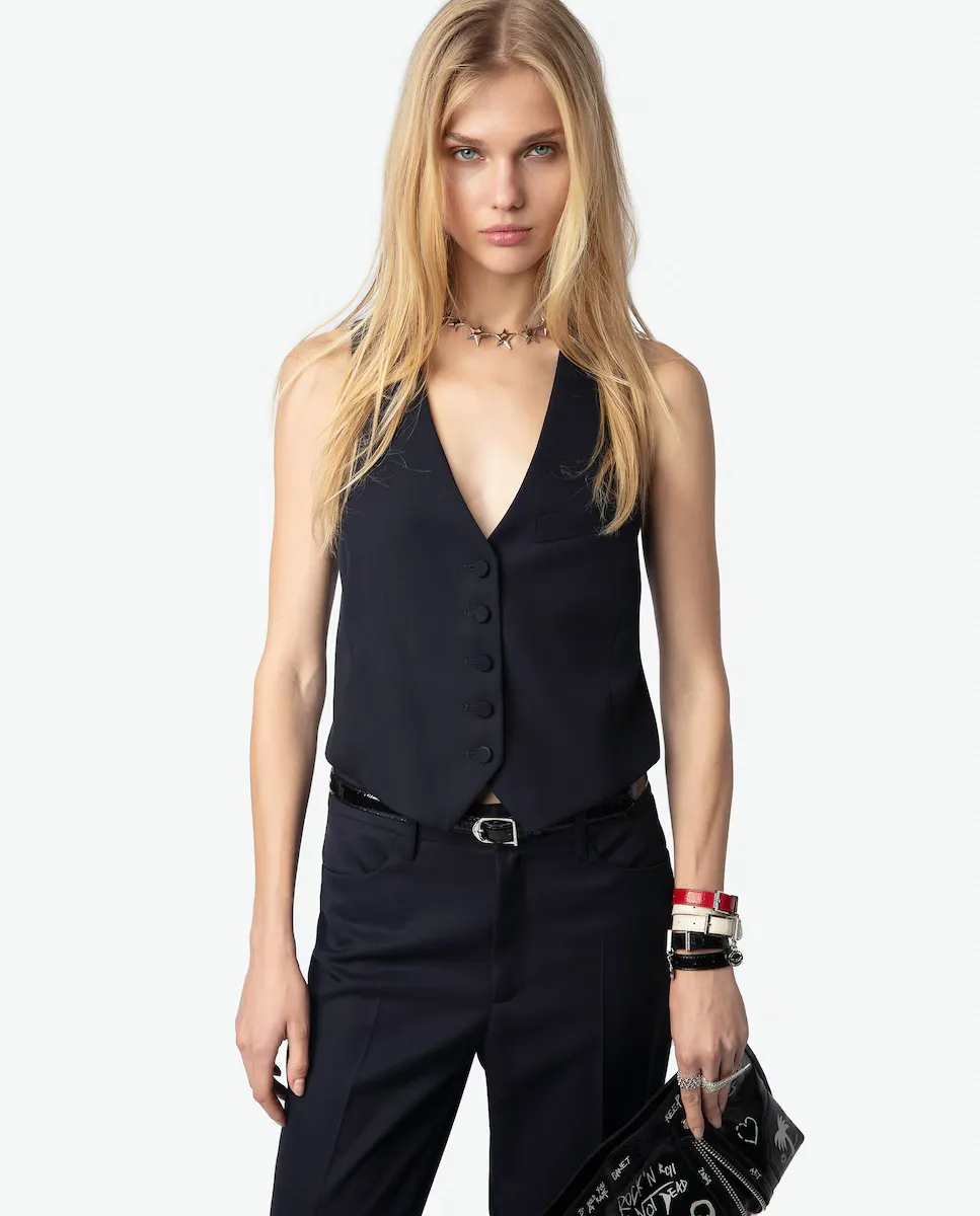 

Женский жилет Emaux из 100% шерсти Zadig & Voltaire, темно-синий