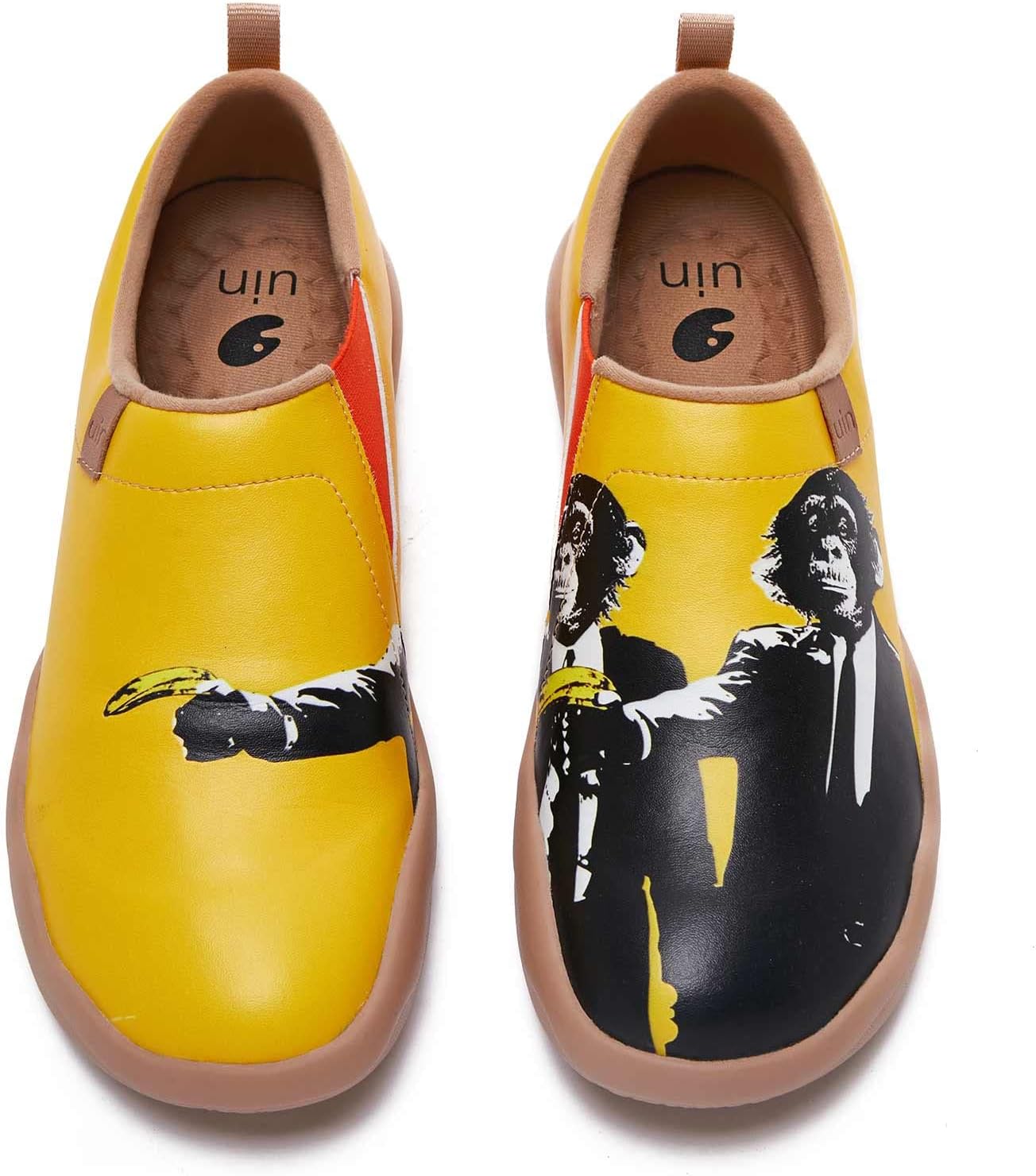 

Мужские прогулочные туристические туфли UIN, слипоны из микрофибры, повседневные лоферы, легкие, удобные, модные кроссовки, черный