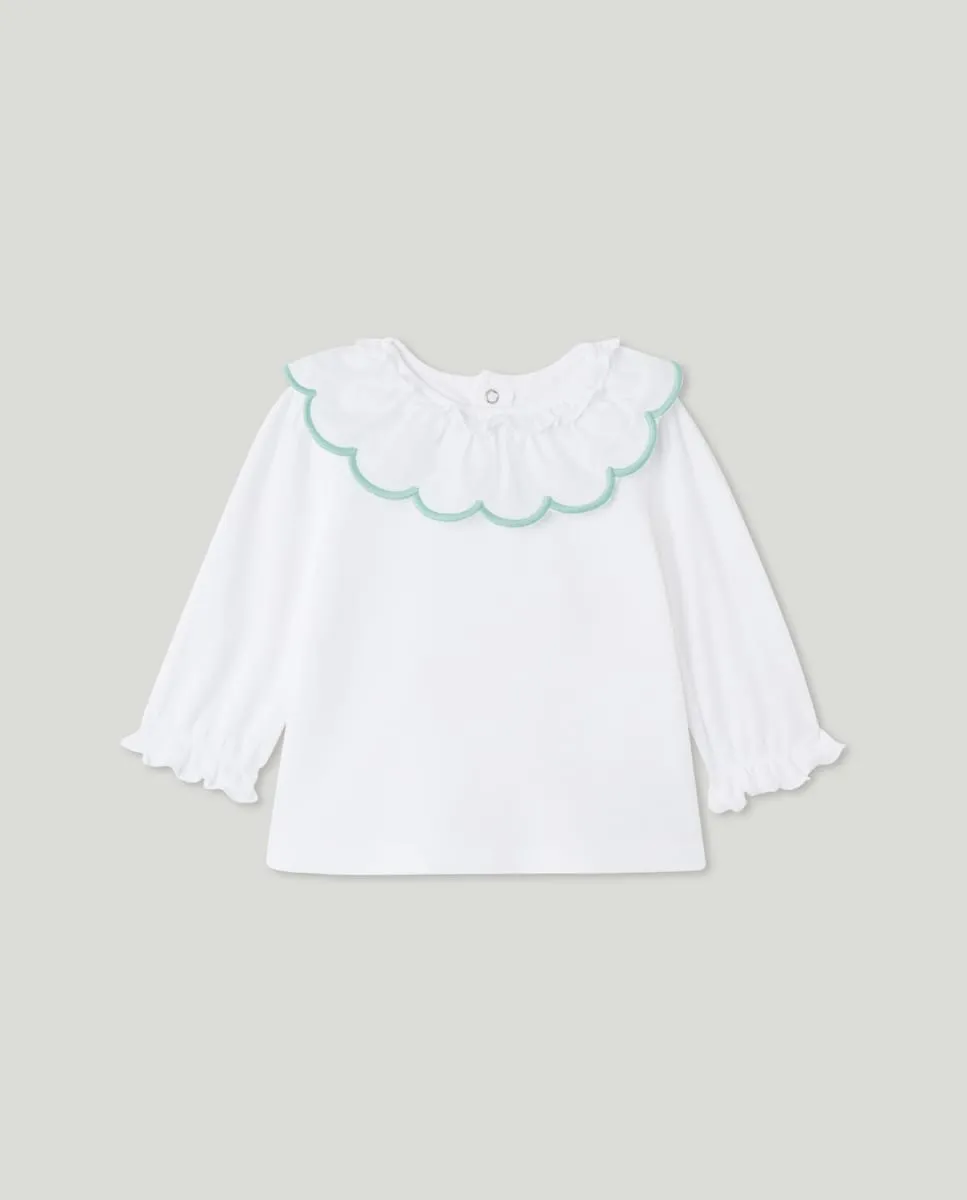 

Детская футболка с вышивкой в виде волнистого края Coconut El Corte Inglés, белый