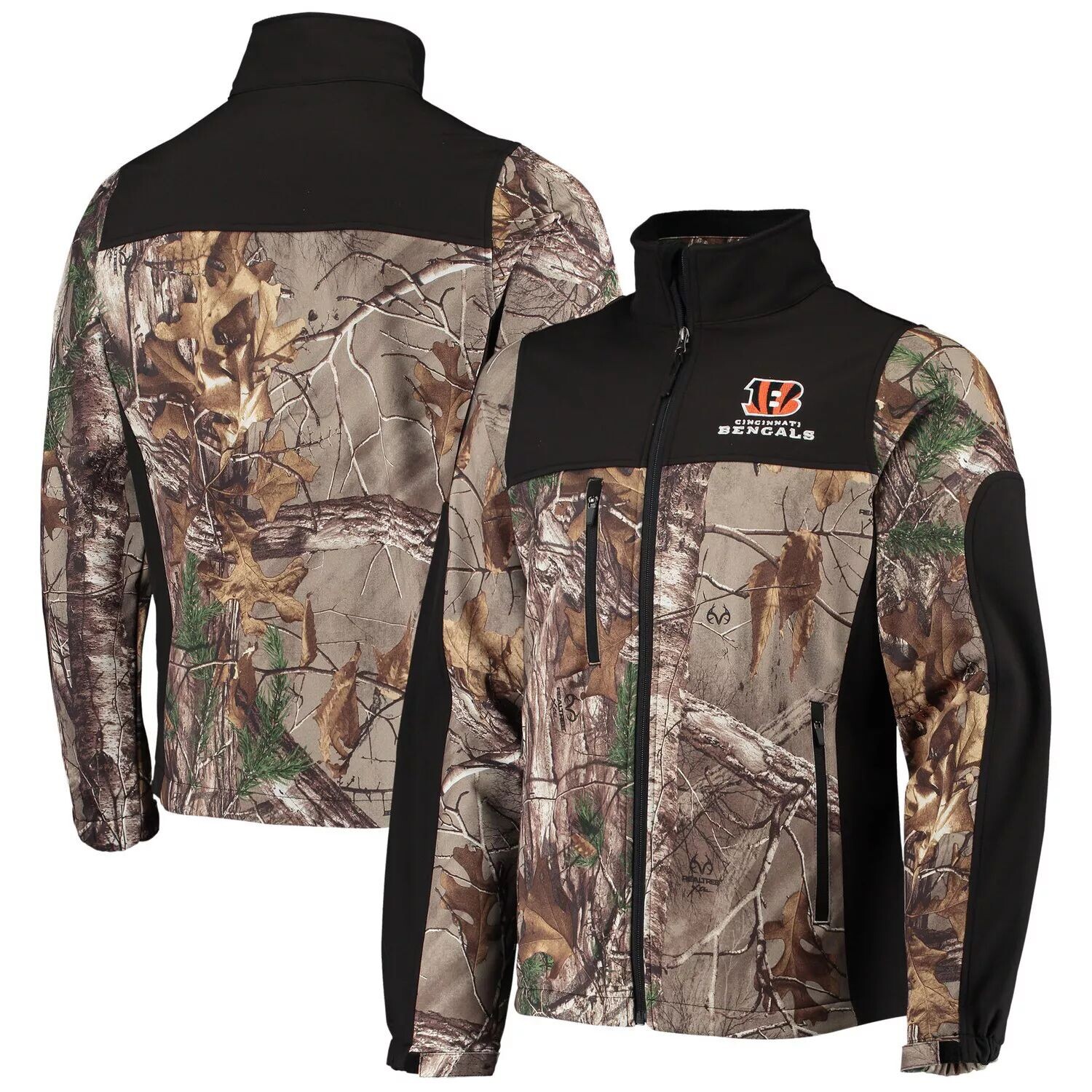 

Мужская куртка Dunbrooke Realtree Camo/Black Cincinnati Bengals Circle Hunter Softshell с молнией во всю длину