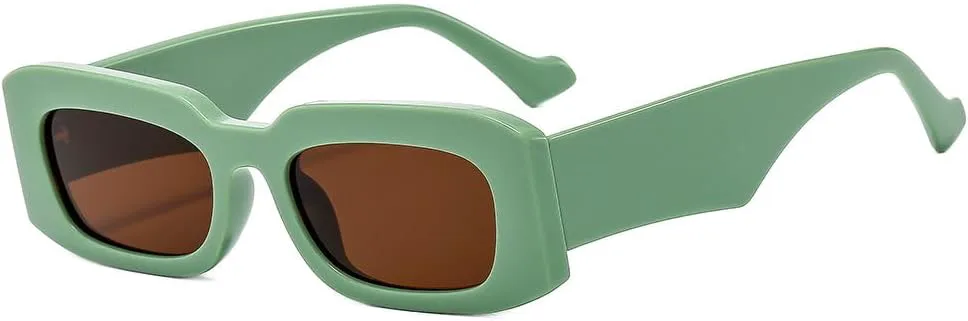 

Маленькие прямоугольные солнцезащитные очки для мужчин и женщин, с широкими дужками, дорожные солнцезащитные очки, винтажные, ретро, ​​UV400 HYYZZC, Green