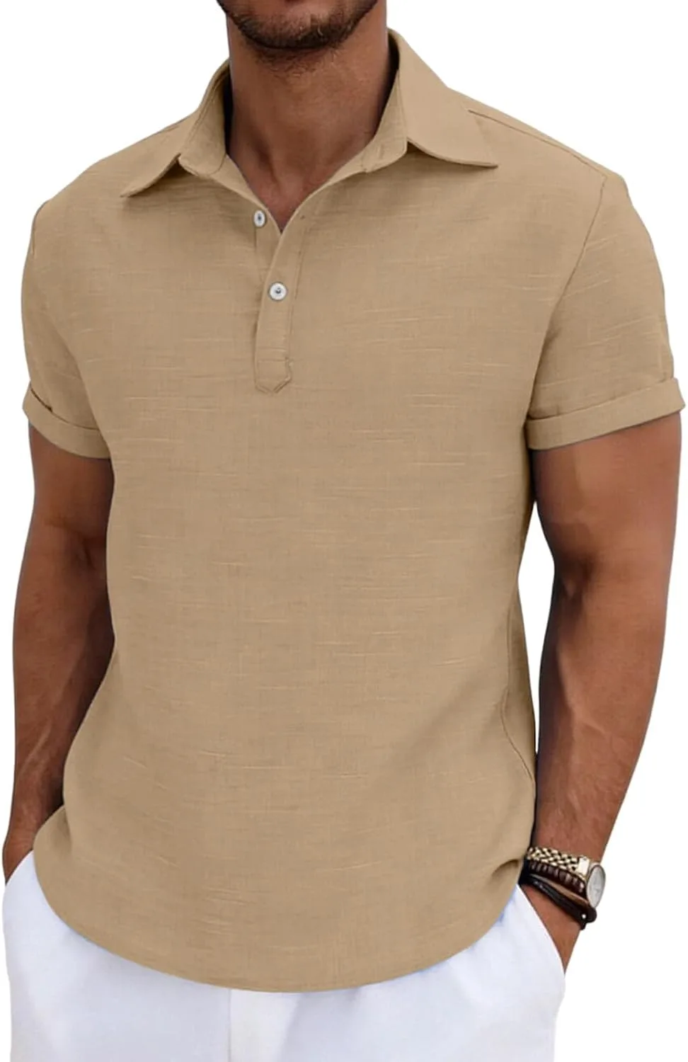 

Мужская поло для гольфа с коротким рукавом, классический крой, льняная