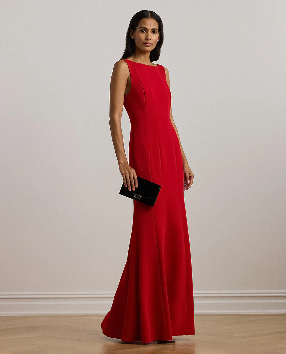 

Длинное бальное платье на бретелях Lauren Ralph Lauren, красный