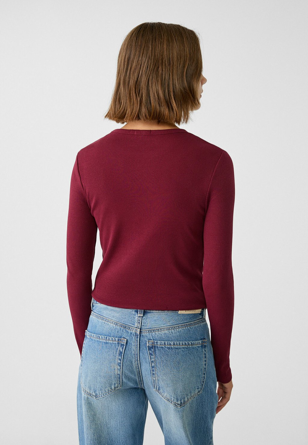 

Топ с длинными рукавами LONG SLEEVE Stradivarius, бордовый