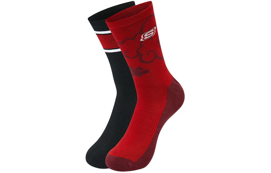 

Средние носки до середины икры унисекс 2 пары Skechers, 2 пары (кирпично-красный+черный/03XM)