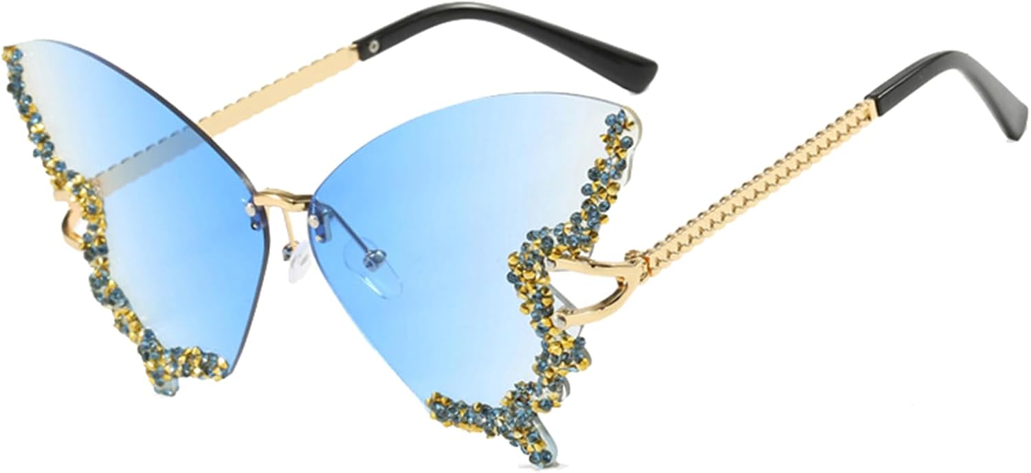 

Элегантные солнцезащитные очки-бабочки для женщин, солнцезащитные очки без оправы с бриллиантами, солнцезащитные очки с градиентным рисунком в форме бабочки Generic, Style F