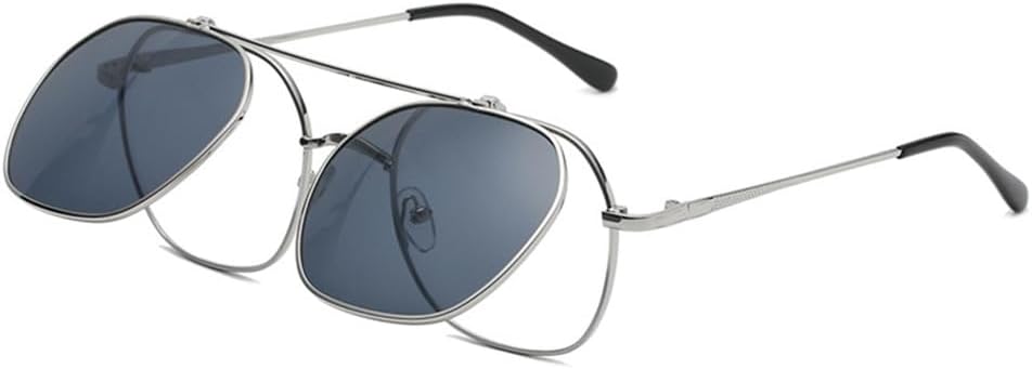 

Солнцезащитные очки с откидными линзами для женщин, винтажные, в стиле металл-панк, мужские, нестандартной круглой формы, прозрачные, солнцезащитные очки UV400 LANGSER, 5