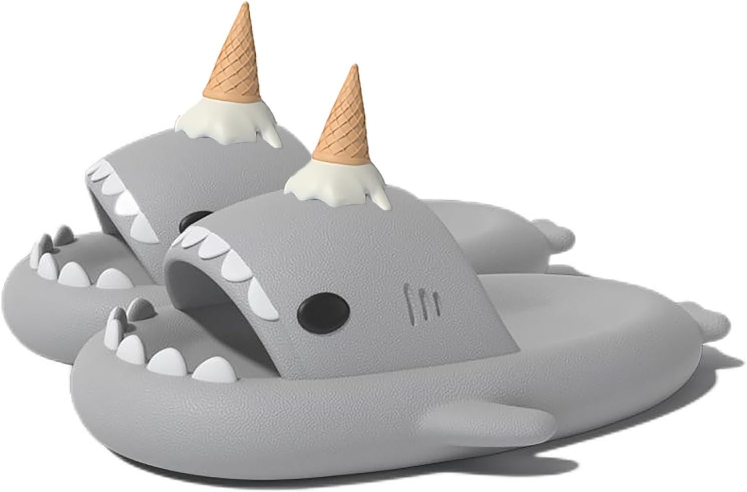 

Сандалии Zureto Ice Cream Shark, с 3D-забавными плавниками в виде мороженого, унисекс, облачные сандалии-акулы из ЭВА для пляжа, серый