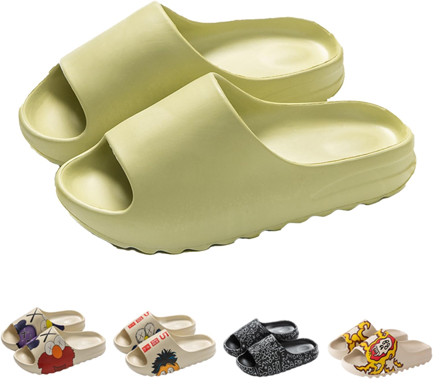 

Шлепацы LZKHW для женщин и мужчин, быстросохнущие шлепанцы с открытым носком, толстые мягкие шлепанцы, пляжная обувь, водонепроницаемые нескользящие сандалии для дома и улицы, зеленый