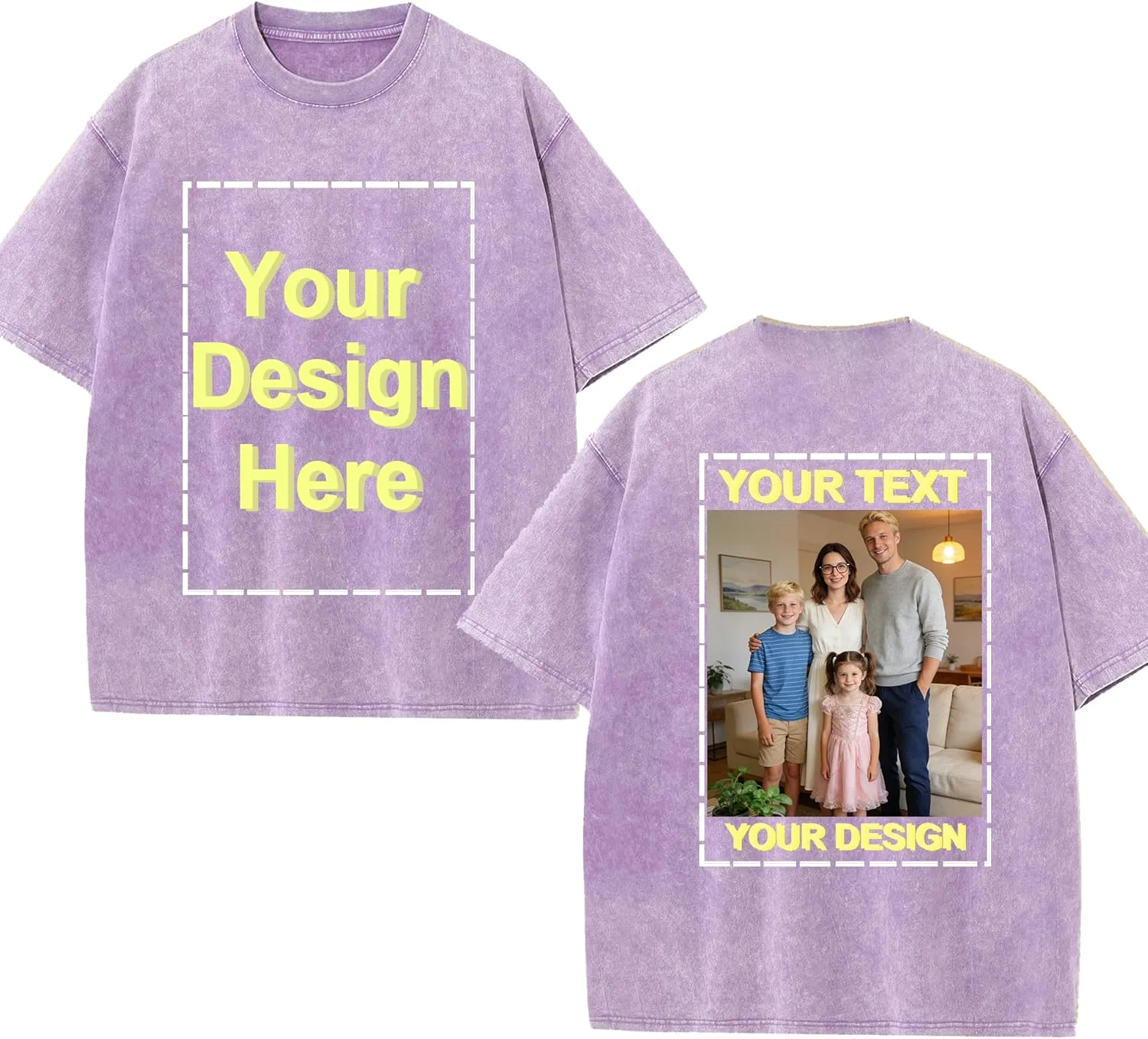 

Кастомный мужской хлопковый футболка Oversized Unisex с коротким рукавом Casual Loose Acid Wash Solid Design с принтом на заказ