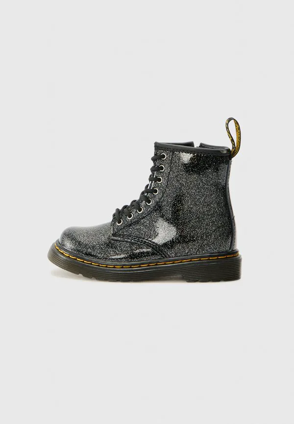 Ботильоны Dr. Martens на шнуровке, искусственная кожа, Черный/Серебристый